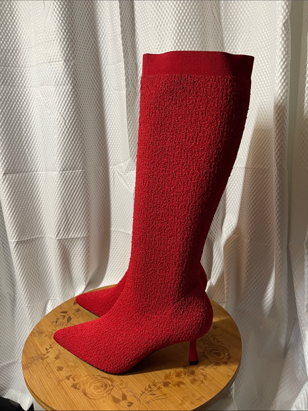 Vivaia Abby Stretch Knit Over-the-Knee Boots in Red size 39.5 NWOT